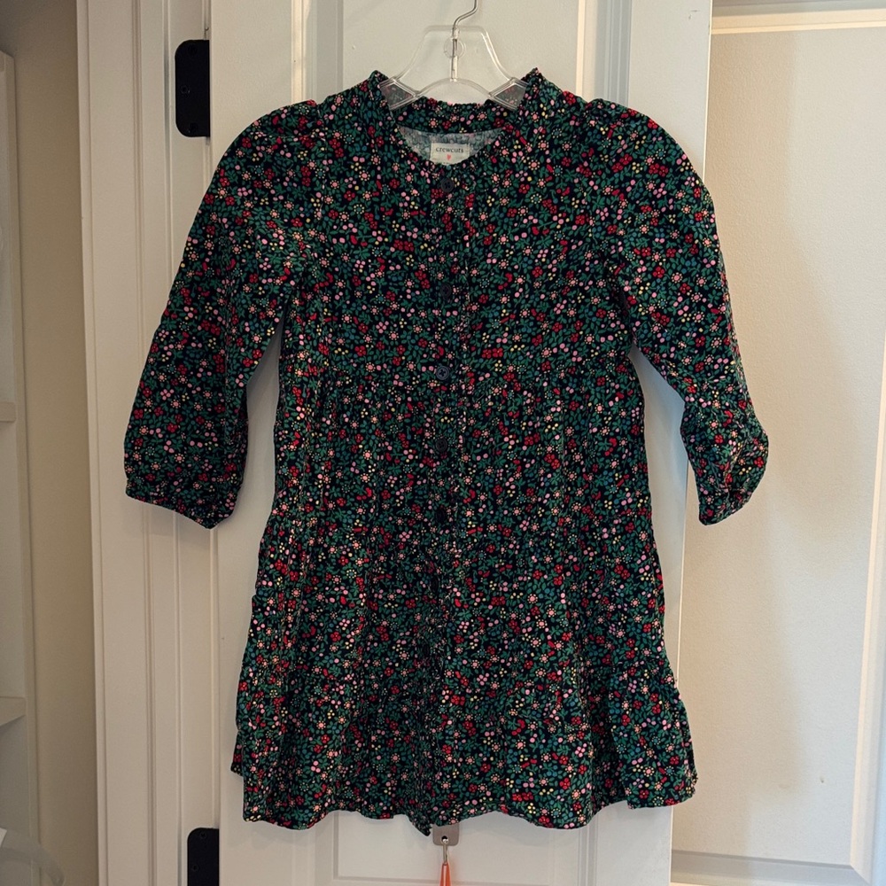 Crewcuts Floral Kids Dress corduroy - Green and Red